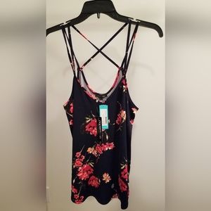 NWT Papermoon Stitchfix Women's Navy Floral Top Sz Lg